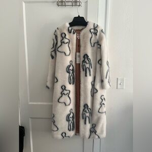 Shrimps Callum Faux Fur Coat Size UK 6 Small/ Extra Small Abstract Figures NWT